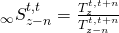 {}_\infty S_{z - n}^{t,t} = {{T_z^{t,t + n}} \over {T_{z - n}^{t,t + n}}}
