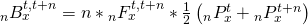 {}_nB_x^{t,t + n} = n*{}_nF_x^{t,t + n}*{1 \over 2}\left( {{}_nP_x^t + {}_nP_x^{t + n}} \right)