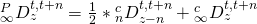 {}_\infty ^PD_z^{t,t + n} = {1 \over 2}*{}_n^cD_{z - n}^{t,t + n} + {}_\infty ^cD_z^{t,t + n}