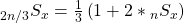 {}_{2n/3}{S_x} = {1 \over 3}\left( {1 + 2*{}_n{S_x}} \right)