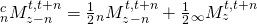 {}_n^cM_{z - n}^{t,t + n} = {1 \over 2}{}_nM_{z - n}^{t,t + n} + {1 \over 2}{}_\infty M_z^{t,t + n}