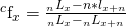 {}^c{{\rm{f}}_x} = {{{}_n{L_x} - n*{l_{x + n}}} \over {{}_n{L_x} - {}_n{L_{x + n}}}}{\rm{ }}