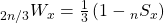 {}_{2n/3}{W_x} = {1 \over 3}\left( {1 - {}_n{S_x}} \right)