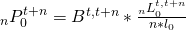 {}_nP_0^{t + n} = {B^{t,t + n}}*{{{}_nL_0^{t,t + n}} \over {n*{l_0}}}