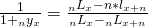 {1 \over {1 + {}_n{y_x}}} = {{{}_n{L_x} - n*{l_{x + n}}} \over {{}_n{L_x} - {}_n{L_{x + n}}}}